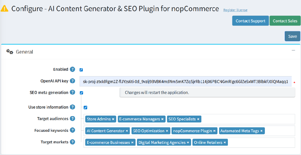 ai content generator & seo plugin configure settings